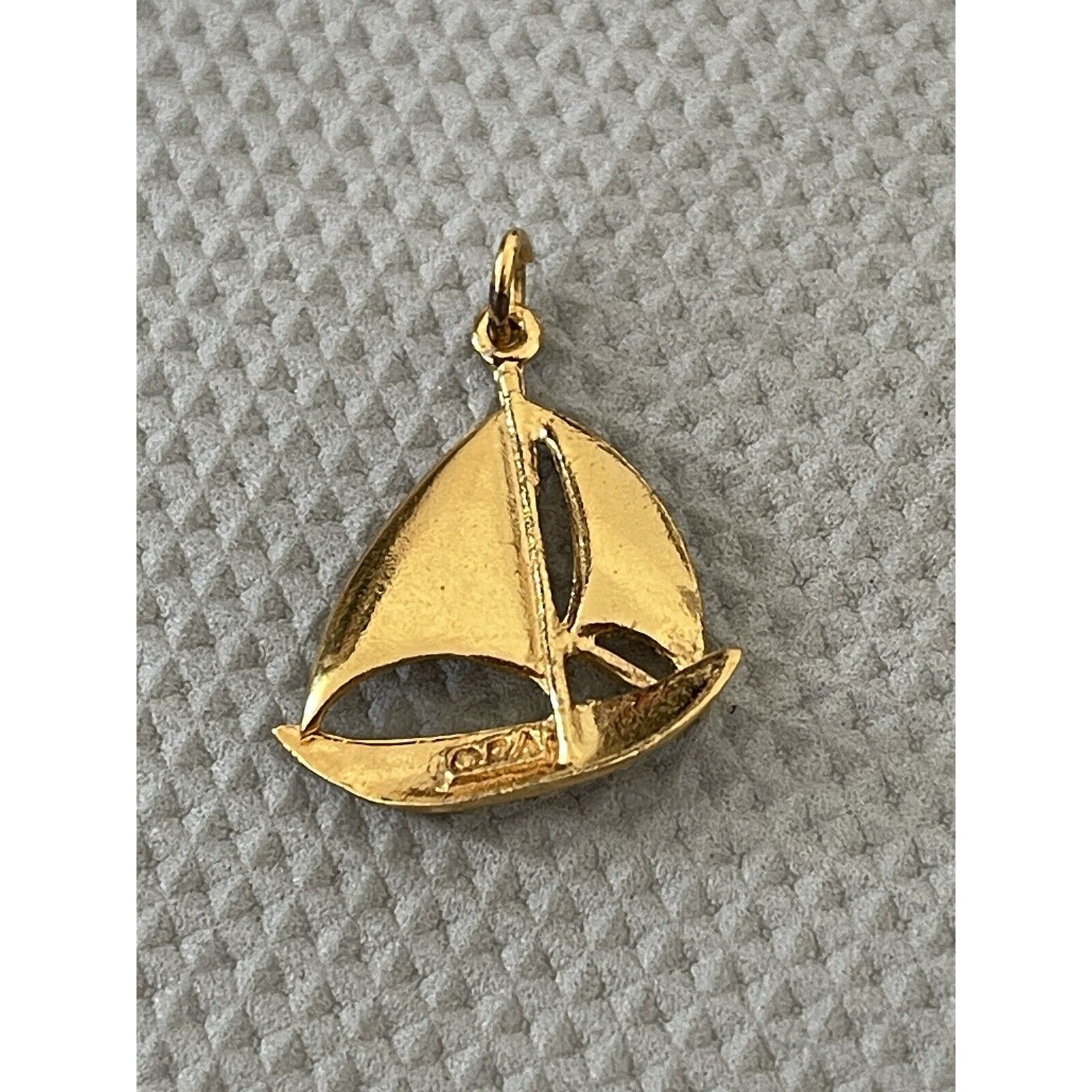 Vintage Gold Sail Boat Pendant Signed Ora